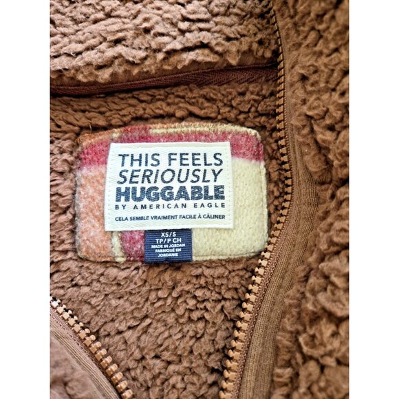 American Eagle Sherpa Vest Women's XS Full Zip Pockets Stand Up Collar - Picture 3 of 6